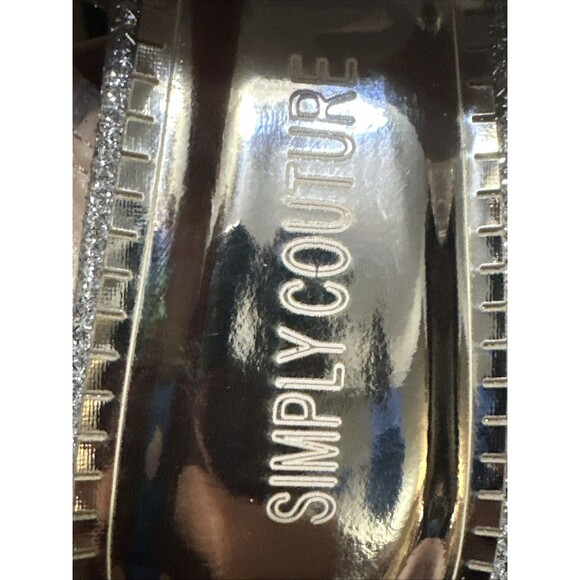 Simply Couture Rhinestone Heels Silver Open Toe Sandal Slides–Glam Party Size 11 - Picture 8 of 10